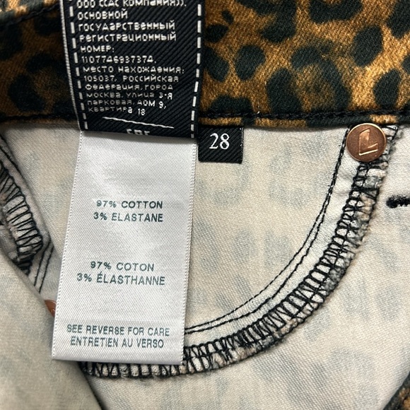 7 For All Mankind Anthropologie Leopard Print High Waist Slim Kick Jeans 28 - Picture 14 of 17